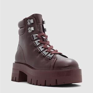 Call It Spring AVRIIL Chunky Heel Lace Up Ankle Boots Vegan